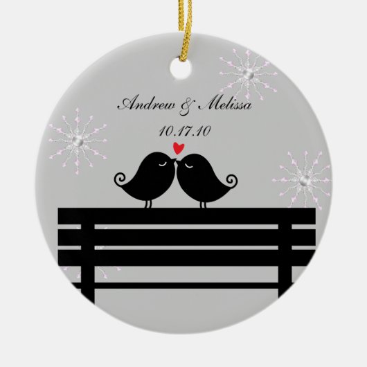 huwelijksdatum; Ons eerste kerstfeest Keramisch Ornament (Voorkant)