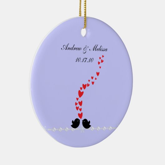 huwelijksdatum; Ons eerste kerstfeest Keramisch Ornament (Rechts)