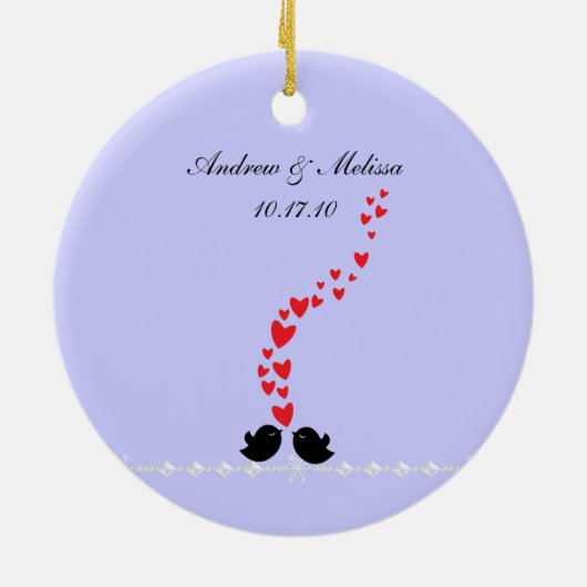 huwelijksdatum; Ons eerste kerstfeest Keramisch Ornament (Achterkant)