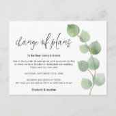 Huwelijksdatum Wijzigings Script Eucalyptus Aankondigingskaart (Voorkant)