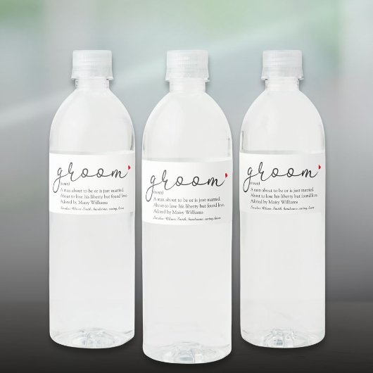 Huwelijksdefinitie Bruidegom Bruiloft Waterfles Etiket