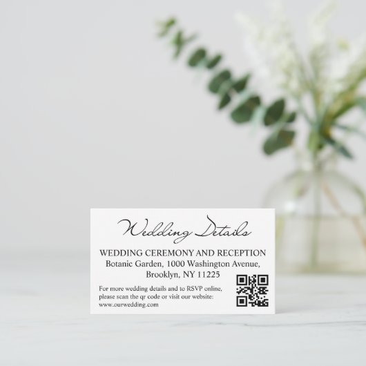 Huwelijksdetails en RSVP QR-code Foto Modern Informatiekaartje (Staand voorkant)