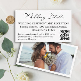 Huwelijksdetails en RSVP QR-code Foto Modern Informatiekaartje