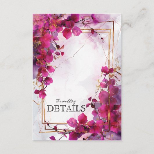Huwelijksdetails Fuchsia Enchantment: Waterverf Informatiekaartje (Voorkant)