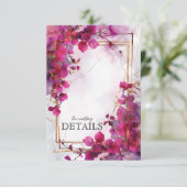 Huwelijksdetails Fuchsia Enchantment: Waterverf Informatiekaartje (Staand voorkant)