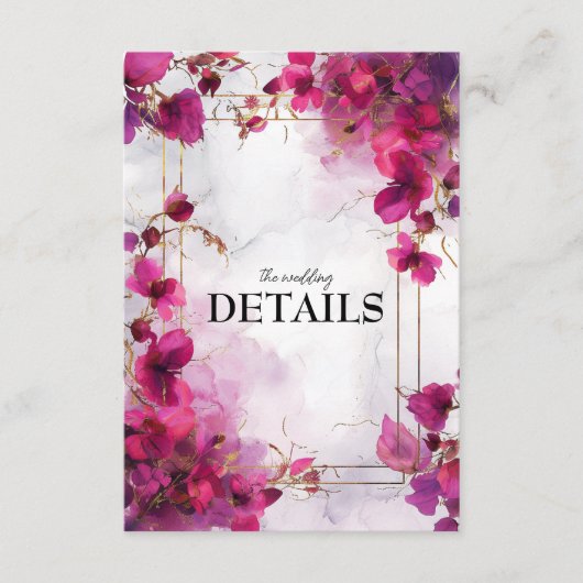 Huwelijksdetails Fuchsia Enchantment: Waterverf Informatiekaartje (Voorkant)