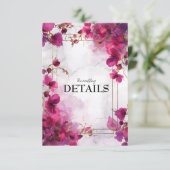 Huwelijksdetails Fuchsia Enchantment: Waterverf Informatiekaartje (Staand voorkant)