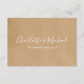 Huwelijksdetails Handtekening Script Rustic Kraft Informatiekaartje (Achterkant)