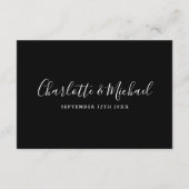 Huwelijksdetails Handtekening Script Zwart-wit Informatiekaartje (Achterkant)