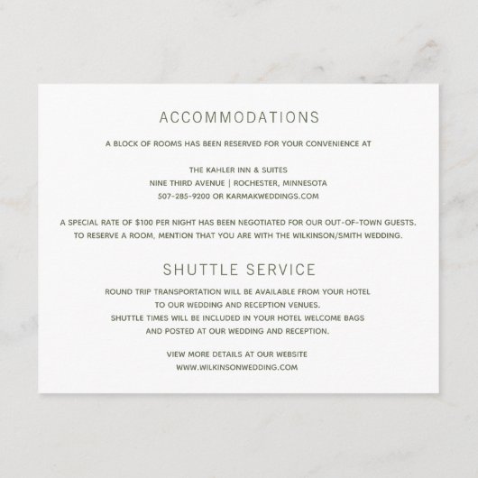 Huwelijksdetails Info Hand Schrijven Kalligrafie Informatiekaartje (Achterkant)