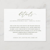 Huwelijksdetails Info Hand Schrijven Kalligrafie Informatiekaartje (Voorkant)