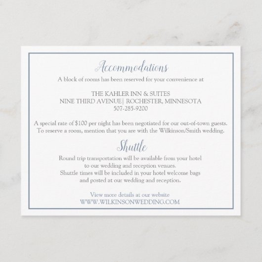 Huwelijksdetails / Info Kaart | Nadine (Dusty Blue (Achterkant)