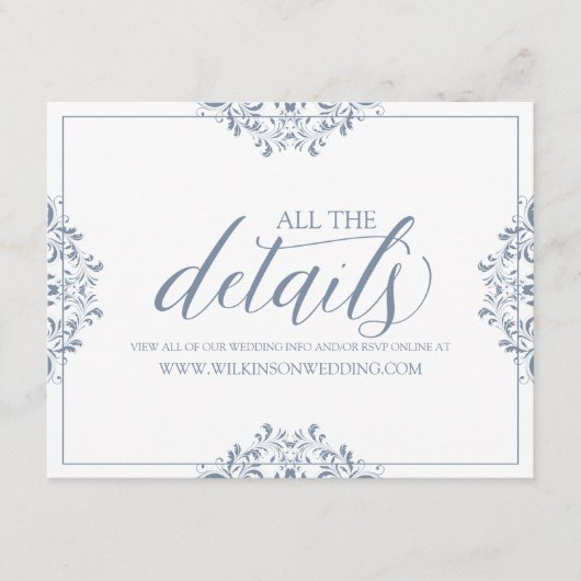 Huwelijksdetails / Info Kaart | Nadine (Dusty Blue (Voorkant)