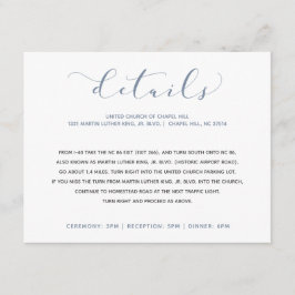 Huwelijksdetails Info Swirly Calligrafie Typografi Informatiekaartje
