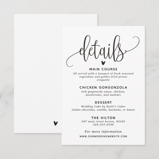 Huwelijksdetails kaart (Voorkant / Achterkant)