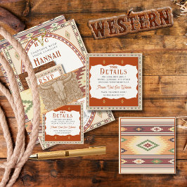 Huwelijksdetails kaart in Old West Frontier-stijl