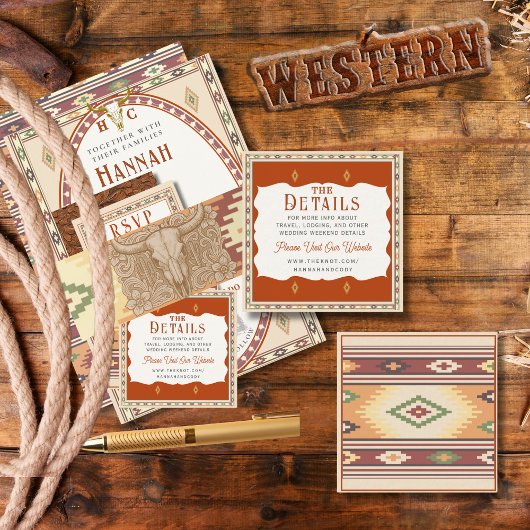 Huwelijksdetails kaart in Old West Frontier-stijl