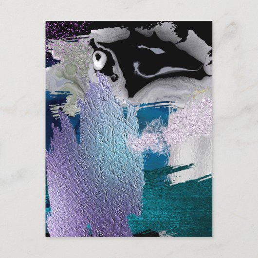 HUWELIJKSDETAILS | Metallic Paint Stroke Blauwgroe Informatiekaartje (Achterkant)