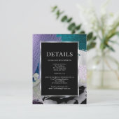 HUWELIJKSDETAILS | Metallic Paint Stroke Blauwgroe Informatiekaartje (Staand voorkant)