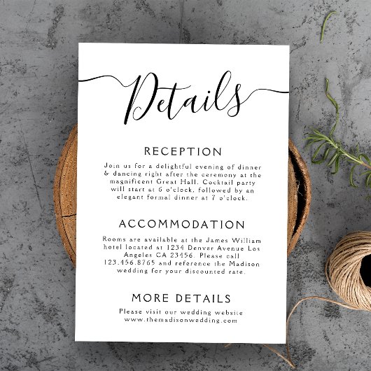 Huwelijksdetails minimaal informatiekaartje