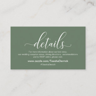 Huwelijksdetails, Modern Sage Groen Thema Informatiekaartje
