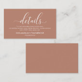 Huwelijksdetails, Modern Terracotta thema Informatiekaartje (Voorkant / Achterkant)