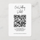Huwelijksdetails QR-code Eenvoudig Zwart Minimaal Informatiekaartje (Achterkant)