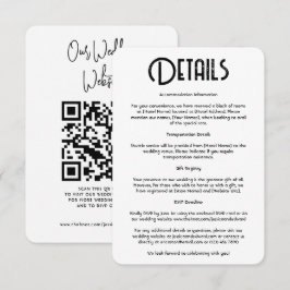 Huwelijksdetails QR-code Eenvoudig Zwart Minimaal Informatiekaartje