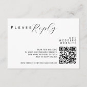 Huwelijksdetails QR-code Eenvoudig Zwart Minimaal Informatiekaartje (Voorkant)