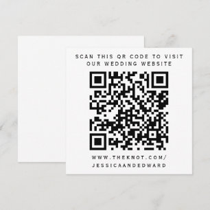 Huwelijksdetails QR-code Eenvoudig Zwart Minimaal Programmakaart