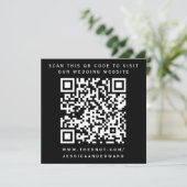 Huwelijksdetails QR-code Eenvoudig Zwart Wit Minim Programmakaart (Staand voorkant)