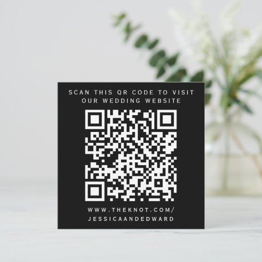 Huwelijksdetails QR-code Eenvoudig Zwart Wit Minim Programmakaart (Staand voorkant)