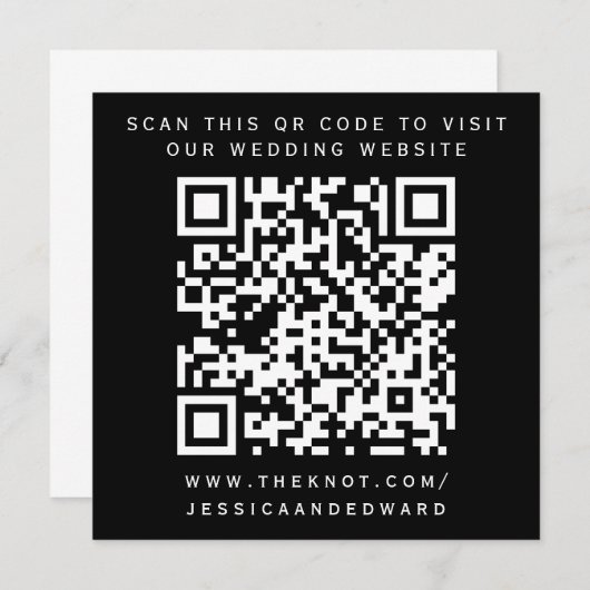 Huwelijksdetails QR-code Eenvoudig Zwart Wit Minim Programmakaart (Voorkant / Achterkant)