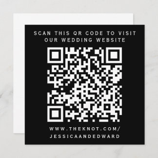 Huwelijksdetails QR-code Eenvoudig Zwart Wit Minim Programmakaart