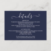 Huwelijksdetails Spring Lights Script Navy Blue Informatiekaartje (Voorkant)