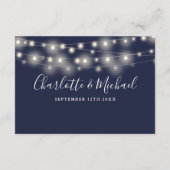 Huwelijksdetails Spring Lights Script Navy Blue Informatiekaartje (Achterkant)