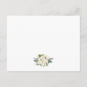 Huwelijksdetails Witte Bloemen Stoffige Blauwe Kaa Briefkaart (Achterkant)
