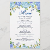 Huwelijksdiner Menu Blauwe Hortensia Bloemengroen (Voorkant)