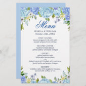 Huwelijksdiner Menu Blauwe Hortensia Bloemengroen (Voorkant / Achterkant)