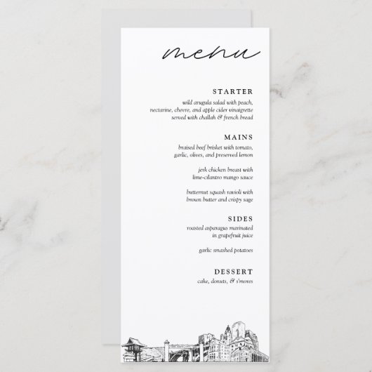 Huwelijksdiner Menu Fort Worth Texas (Voorkant / Achterkant)