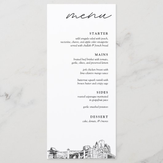 Huwelijksdiner Menu Fort Worth Texas (Voorkant)