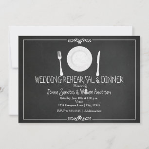 Huwelijksdiner Oefenavond Krijtbord Vintage Uitnod Kaart