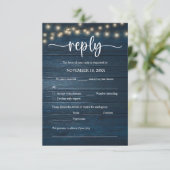 Huwelijksdiner RSVP, maaltijd opties, nummer verzo Informatiekaartje (Staand voorkant)
