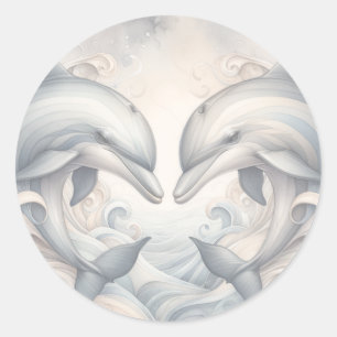 Huwelijksdolfijn Thema Ronde Sticker