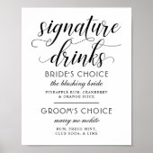 Huwelijksdrankjes Modern Zwart Wit Script Huwelijk Poster (Voorkant)