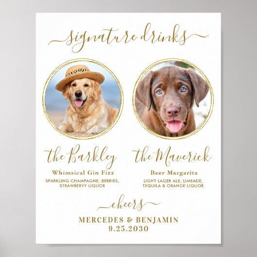 Huwelijksdrankjes op maat gemaakte foto gouden tro poster (Voorkant)