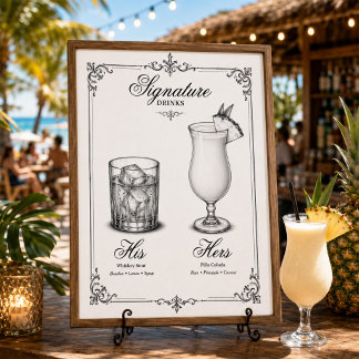 Huwelijksdrankjes Zijn en Haar Signature Drankspec Poster