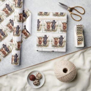Huwelijkse bruid en bruidegom Schotse hooglanders Cadeaupapier