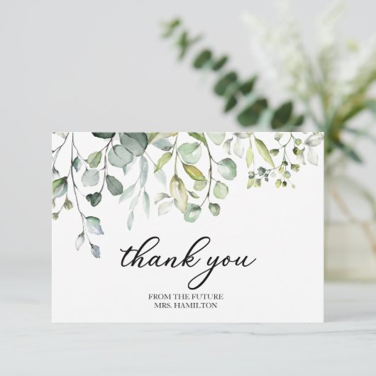Huwelijkse Bruidsfeest Dank Je Kaart met Groene Ac (Staand voorkant)