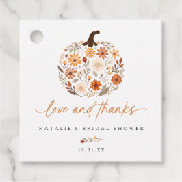 Huwelijkse bruiloft met wilde bloemenpompoen herfs bedankjes labels